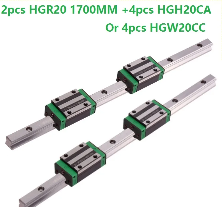 

2pcs linear guide rail HGR20 - 1700mm with 4pcs HGH20CA Or HGW20CC linear Carriage block for cnc parts
