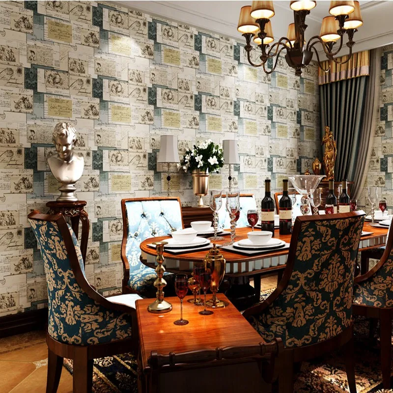 

Free Shipping American Village English Letters Mail Envelope Stamps Personality Background lobby living room Wallpaper