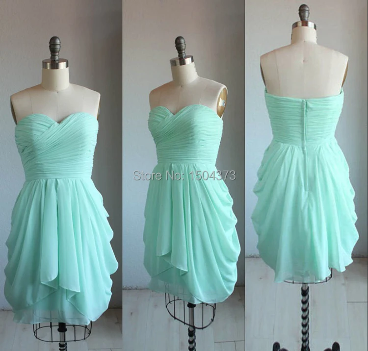 Hot Mint Green Short Prom Dresses Summer Beach Bridesmaid Hot Mint Green Short Prom Dresses Summer Beach Bridesmaid 2017 Sweetheart Pleated Ruffles Party Gowns Real Images In From