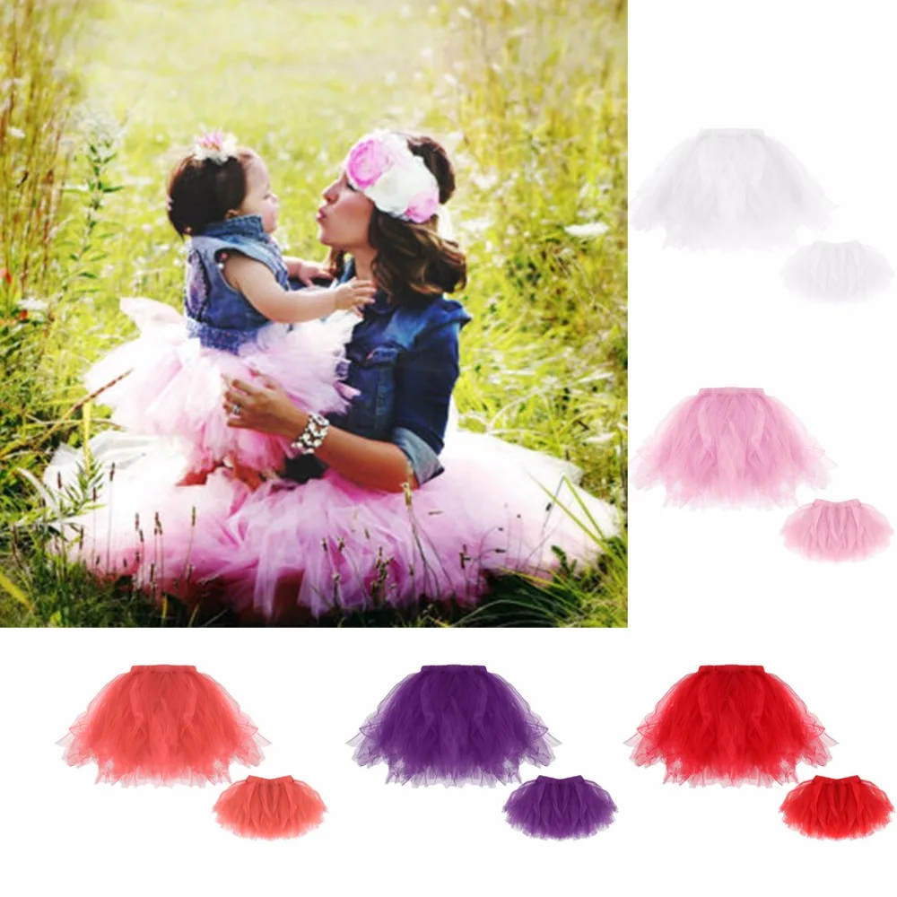 

Puseky Family Matching Clothes Mother Baby Girl Tutu Skirt 1-3 years Girl Dance Skirt Mom Daughter Cloth Tulle Petticoat