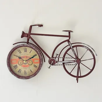 

Creative Metal Bike Alarm Clock Wall Clock Retro Bicycle Design Iron Craft Hanging Wall Clocks Home Decor