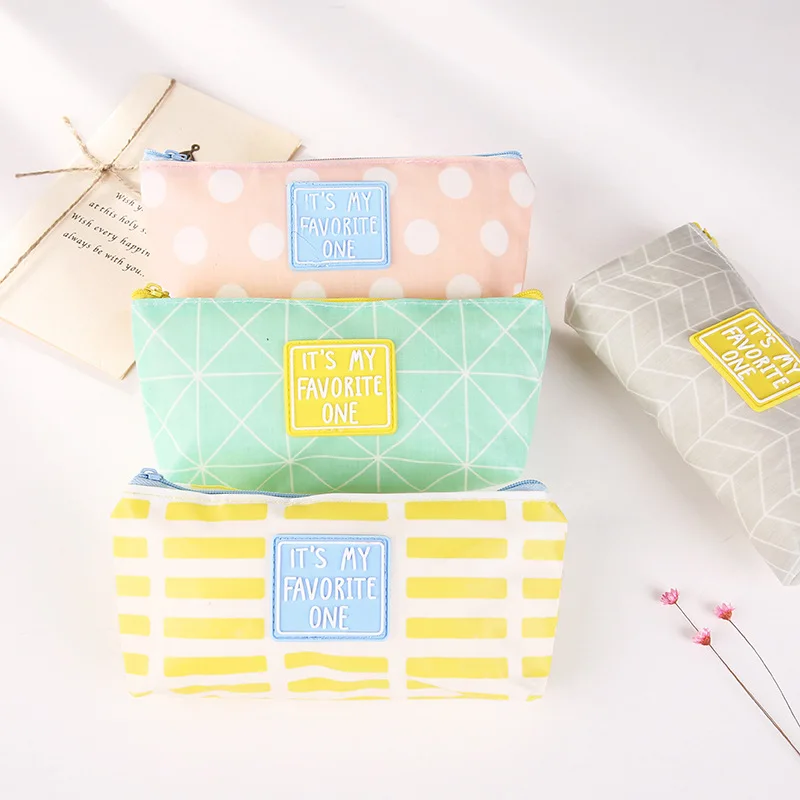 

New Concise Girls Student Pencil Case School Pencil Cases For Girl Stationery Canvas Pencil bag Pen Box Estojo Escolar