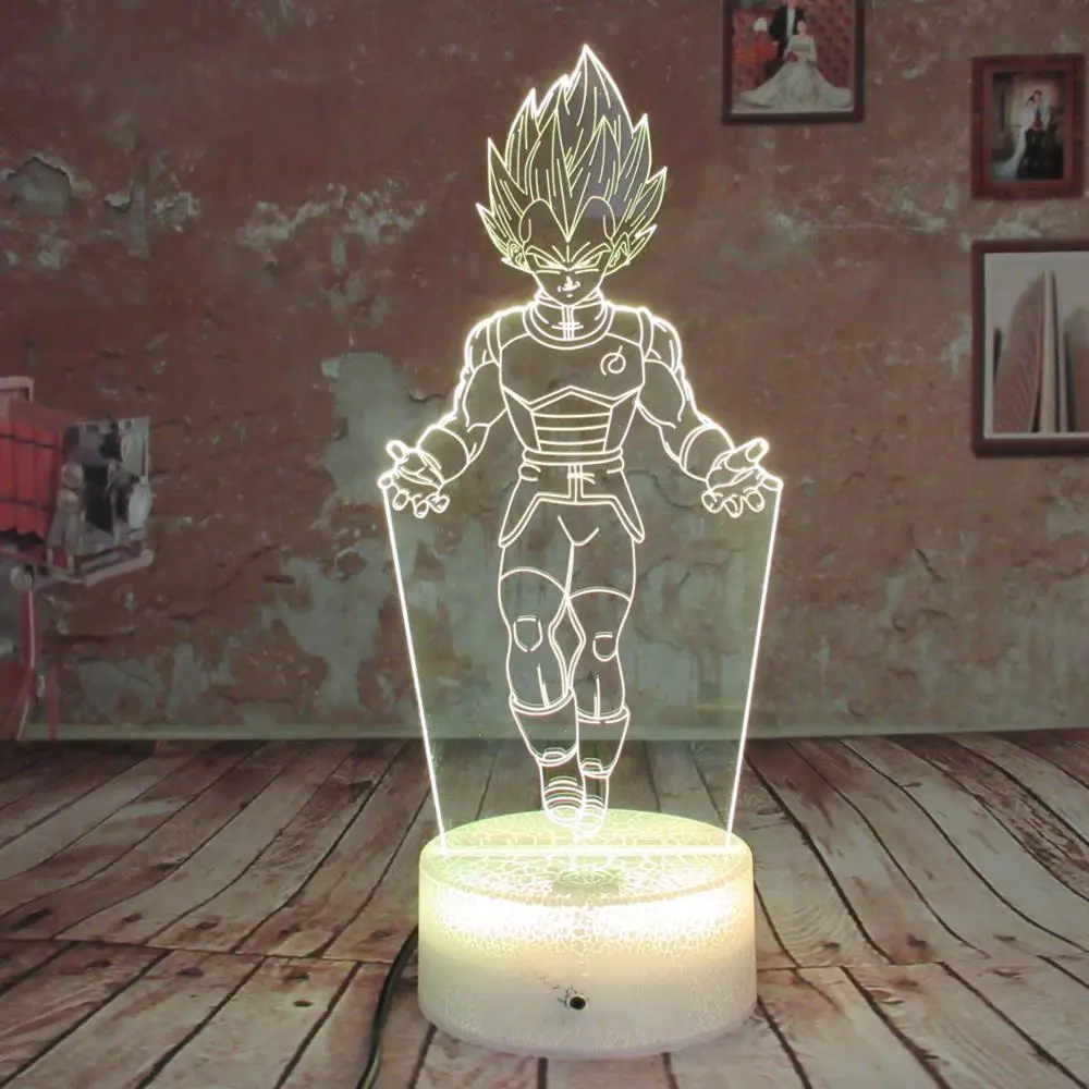Dragon Ball Z Super Saiyan Goku 7 цветов Светодиодная лампа настольная с дистанционным
