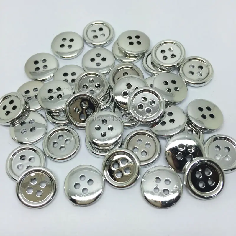 100pcs13mmSilverShinyButtons4HolesRoundButtonEmbellishments