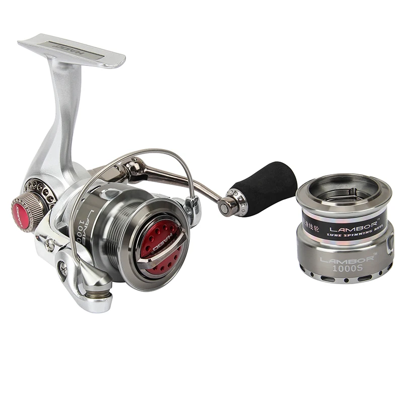 

Haibo Lambor Spinning Fishing Reel Metal Spool Lure Reel 8BB 5.2:1 Max Drag: 6.5kg Fishing Spinning Coil with A Spare Spool