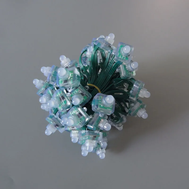 100pcs/lot DC5V addressable 12mm WS2811 led smart pixel node light RGB full color lightall GREEN 20AWG wire waterproof IP68 |
