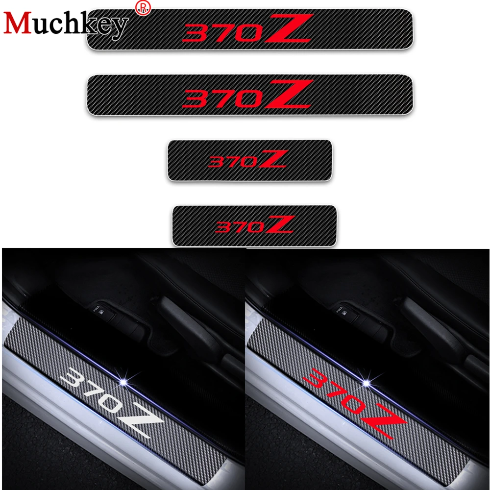 

4D Carbon Fiber Vinyl Sticker For Nissan 370Z Car Door Sill Protector Door Step Plate Protector Interior Car Accessories 4Pcs