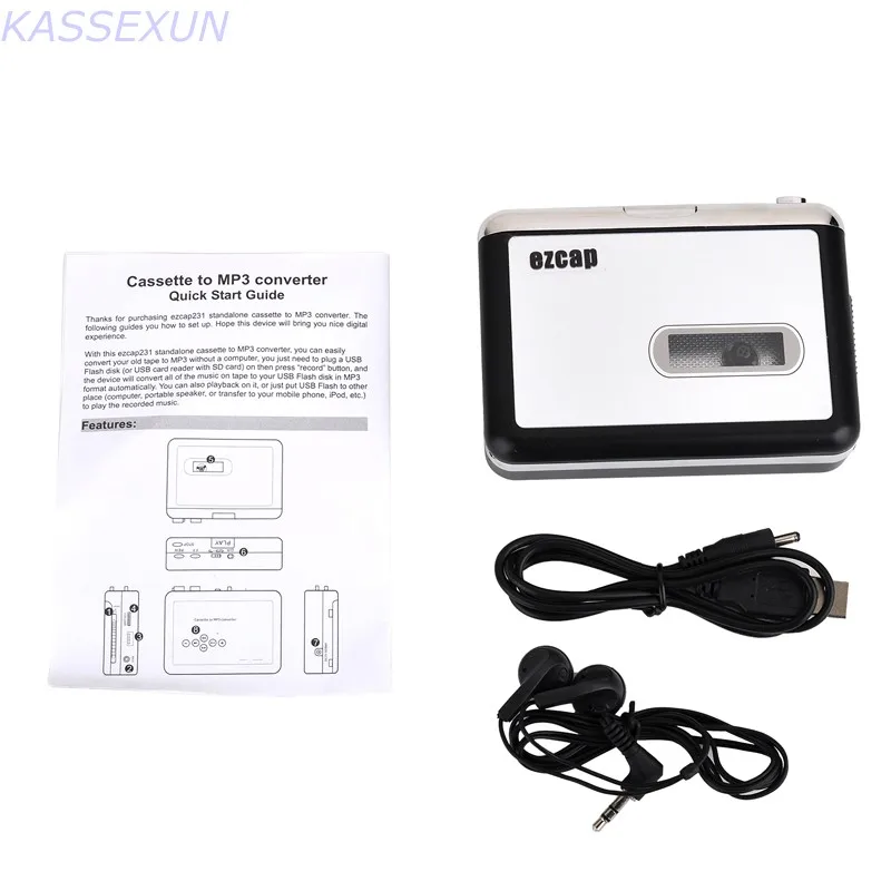 Cassette to MP3 converter USB Flash disk no pc need analog audio cassette to digital MP3 format