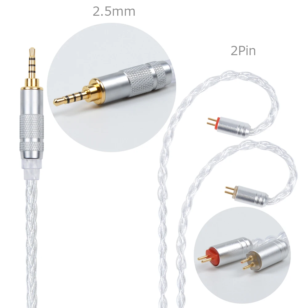 Nicehck 4,4/3,5/2,5 мм балансный MMCX/2Pin разъем 8 Core посеребренный кабель для kzzsn ZS10 AS06 лампа указателя V80 TFZ nicehck M6/DT600