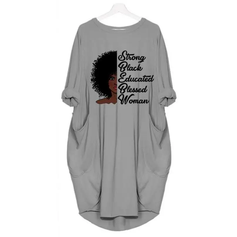Сильная черная образованная преслованная женщина на заказ цветная графика буквы печать футболка для женщин футболка Женская Топ размера плюс Топы - Цвет: Grey