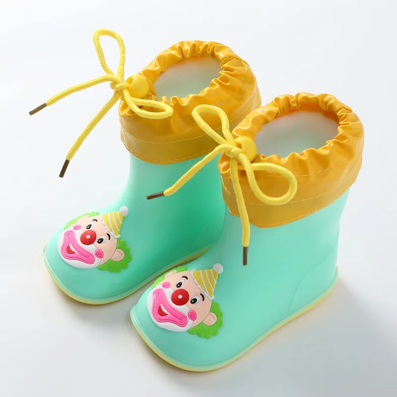 

Children Rubber Boots PVC Rain Boots Kids Cartoon Girls Waterproof Rainboot Warm Toddler Boys Water Shoes Four Seasons Removable