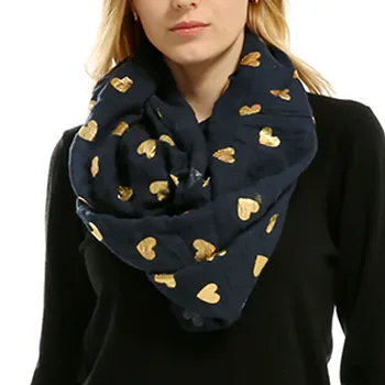 

2020 New Hot Sale Lady Women Soft Bronzing Heart-shaped Print Neck Scarf Wrap Scarves Muffler For Wholesale