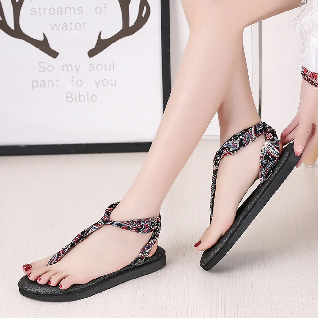 

2019 Popular Women's shoes national wind wave simian flat bottom breathable sandals fashion casual New outdoor sandals Hot A3064