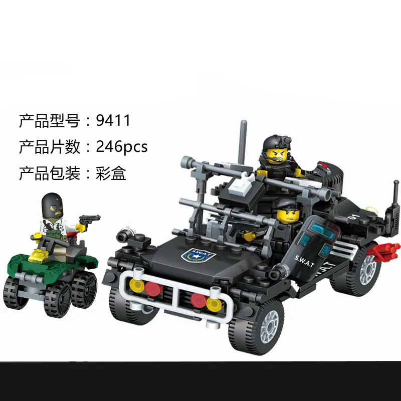 

9411 Swat Police Assault Truck Building Block Set Policemen figure Kids Educational Toys Compatible  For Boys