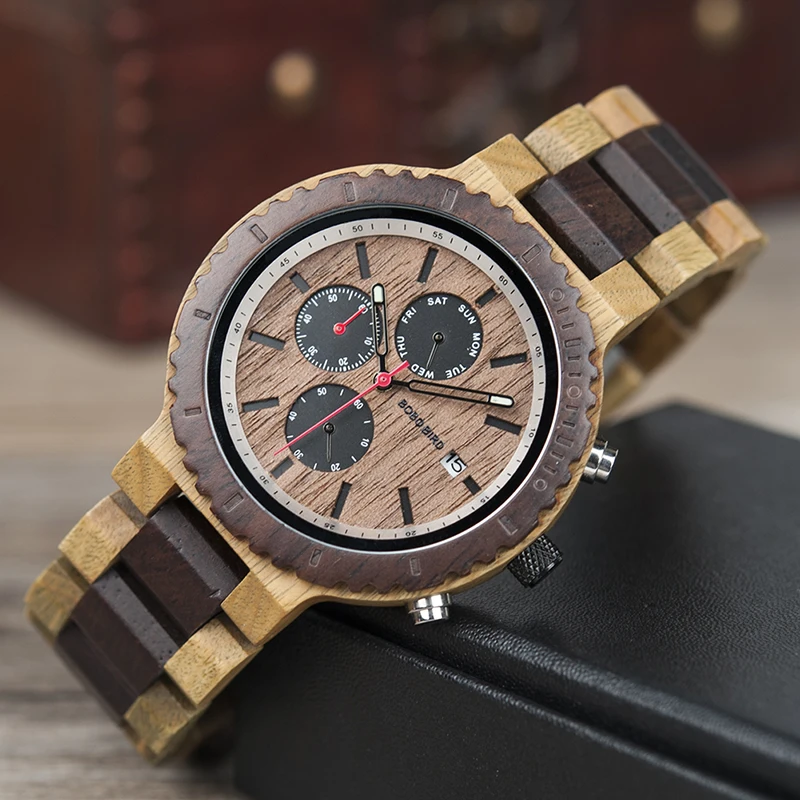 BOBO BIRD Men Watch Elegant Color Wood Watches Stylish and Original Wristwatch relogio masculino Custom Gorgeous Gift C-nR21