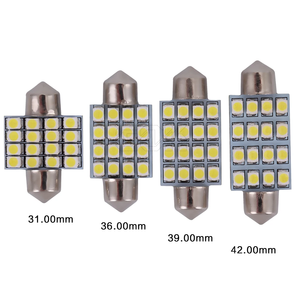 100 шт./лот светодиодный гирлянда для салона Светодиодный лампа для чтения 16SMD 3528 1210 Светодиодный лампочки c5w светодиодный 36 мм 39 мм 42 мм 31 мм купол свет 12В, производство Китай