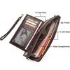 CONTACT'S Wristlet Bag Genuine Leather RFID Cellphone Wallet Men's Clutch Wallets Men Credit Card Holder Male Long Purse Zipper 4