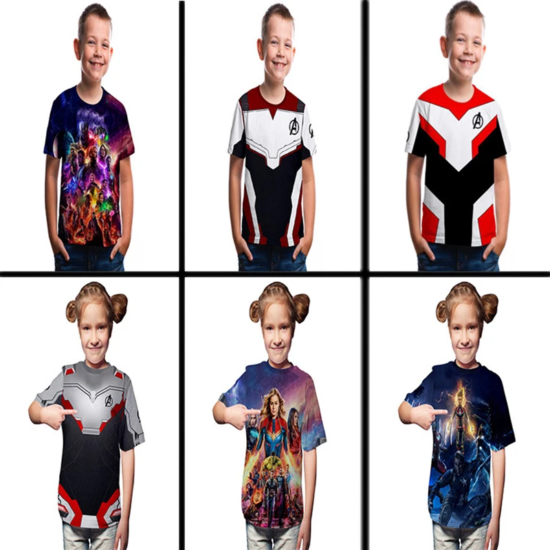 Kids Avengers 4 Endgame Quantum War 3D Printed T-shirts Boys Girls Compression Shirt Iron man Cosplay Costume Short Sleeve Top
