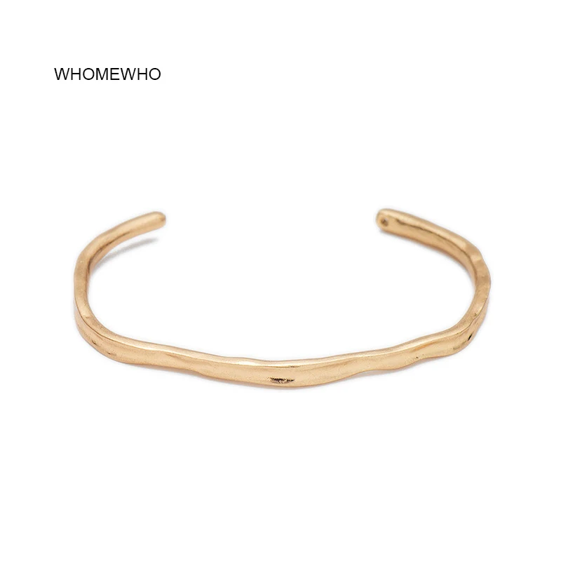 

55mm Summer Hammered Metal Antique Gold Open Cuff Adjustable Bangle Bracelets Korean Fashion Minimalism Party Jewelry Accessory
