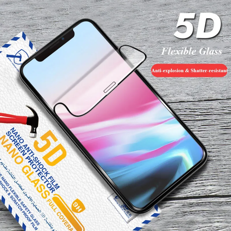 5D гибкое стекло для iPhone Xs Max Xr экранная пленка полное покрытие HD изогнутое стекло с мягкими краями протектор для iPhone 11 Pro Max 8 7 Plus