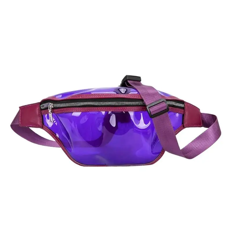 Повседневные женские прозрачные сумки на плечо с поясом женские модные ПВХ Фанни карманы на ремне для девочек водонепроницаемые дорожные нагрудные сумки - Цвет: Фиолетовый