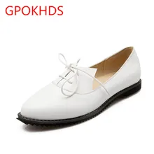 Big size 34-43 high quality hot sale 2017 new style women casual blue color lace up autumn spring pointed toe flats shoes