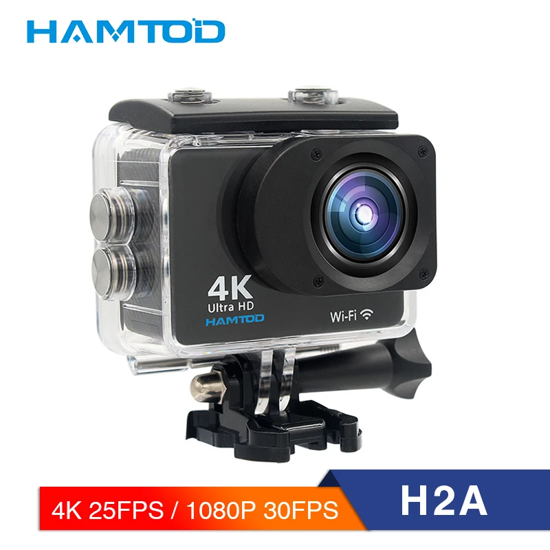 

HAMTOD H2A 4K WiFi Action Camera 2.0 inch LCD Screen 1080P HD Diving Waterproof mini Camcorder Sports Cameras 170 Degree Angle