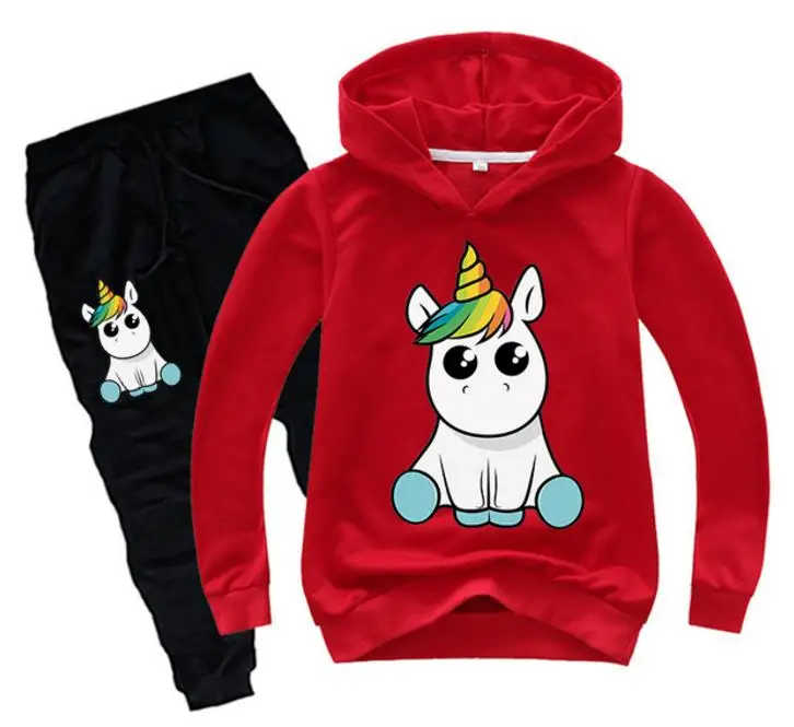 New Children's Set Children's Hoodies+ Pants 2 Pcs Tracksuit Boys And Girls Spring Autumn Unicorn Take Off Gesture Clothing Set - Цвет: style 2