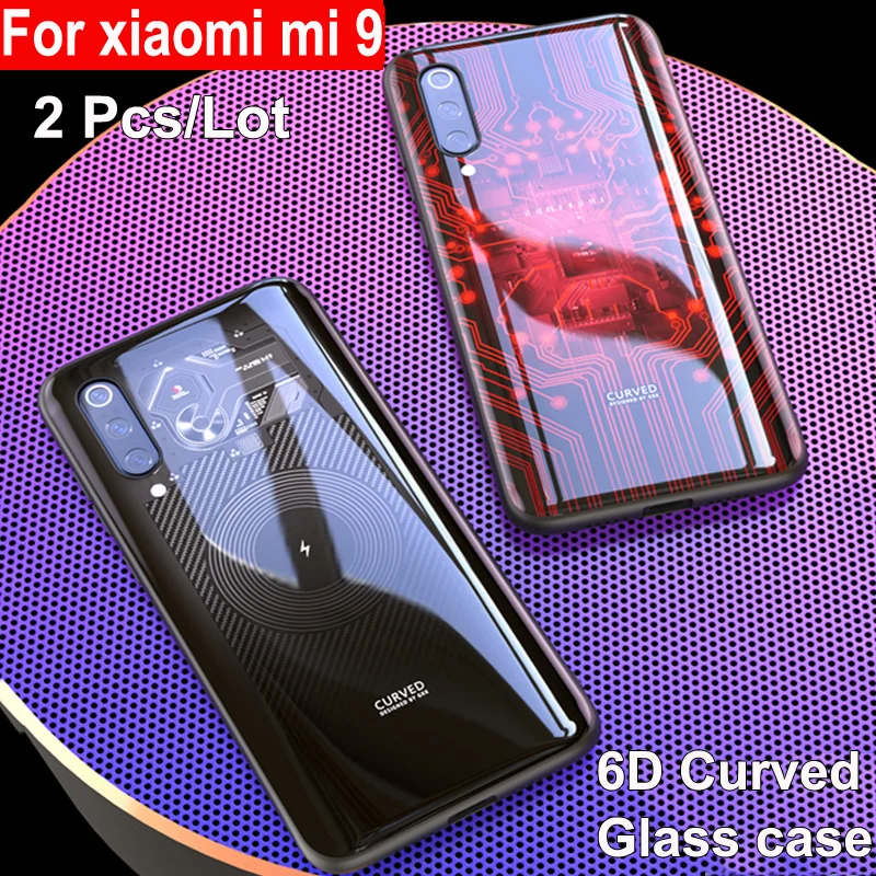 

2PCS 6D Tempered Glass Case For Xiaomi Mi 9 Case business men's Cover For Xiaomi mi9 Case Silicone Bumper Coque For Xiaomi mi 9