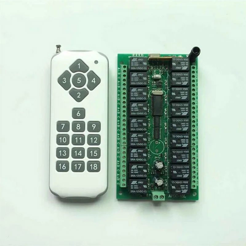 High Quality 315MHz 433MHz DC 12V 18CH RF Wireless Remote Control Switch RF Transmitter +Receiver in Stock