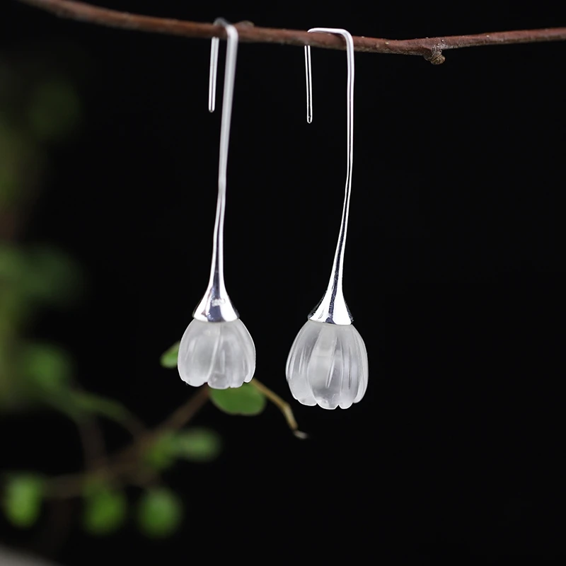 

925 sterling silver mosaic qualit natural crystal drop earrings handmade fashion noble cute earrings for women charms jewelry