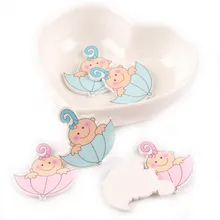 20 шт., без отверстий, синий/розовый детский автомобильный зонтик, деревянное украшение для дома, скрапбукинг, ручной работы, аксессуары 32x35 мм, M1814