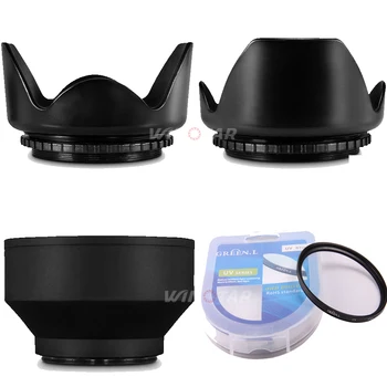 

58MM Lens Hood Bundle Flower Lens Hood+ Rubber Lens Hood+Reversible Lens Hood+UV Filter for Canon DSLR 18-55MM 55-250MM 75-300MM