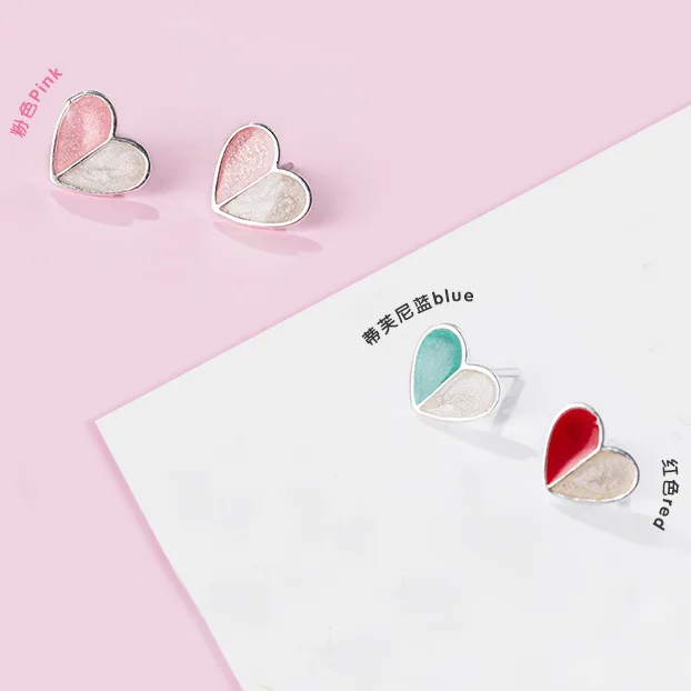 sweet heart Macaron earrings earrings 100% 925 Sterling silver Jewelry fashion Hypoallergenic Stud earrings for women girl gift