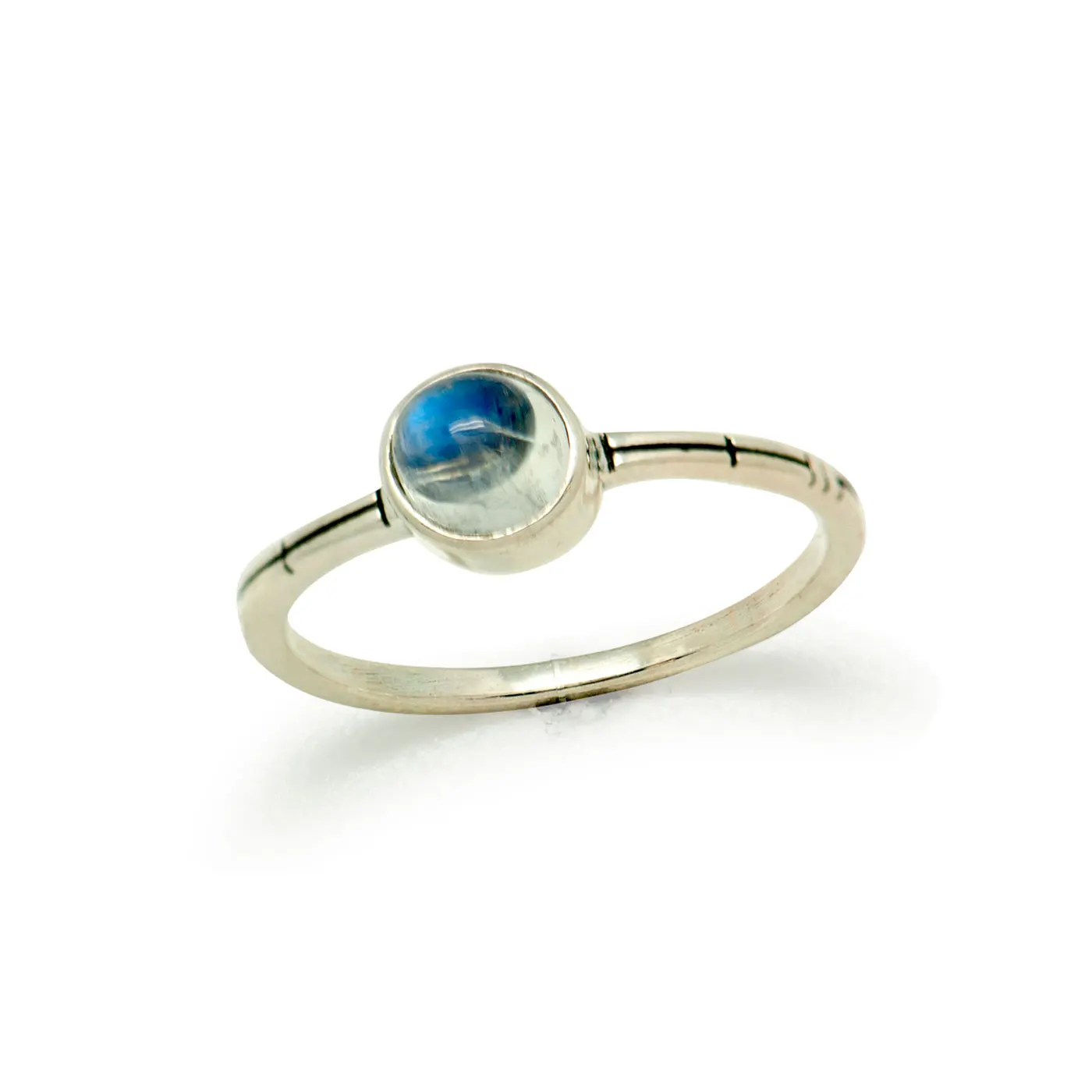 

2017 New Trendy Concise Solid 925 Sterling Silver Round Genuine Moonstone Ring