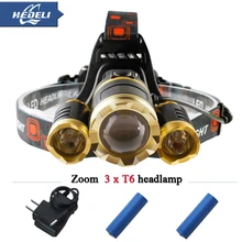 10000 lumens 3T6 led headlight cree xm l t6 head lamp waterproof lights headlamp18650 rechargeable battery head flashlight torch