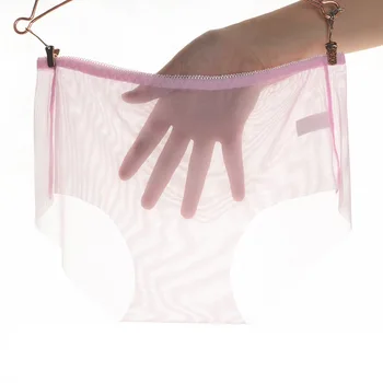 

Rubick Sexy Ladies Panties All Transparent Mid Waist Underwear One-piece Seamless Mesh Large Size Triangle Pants Dropshipping