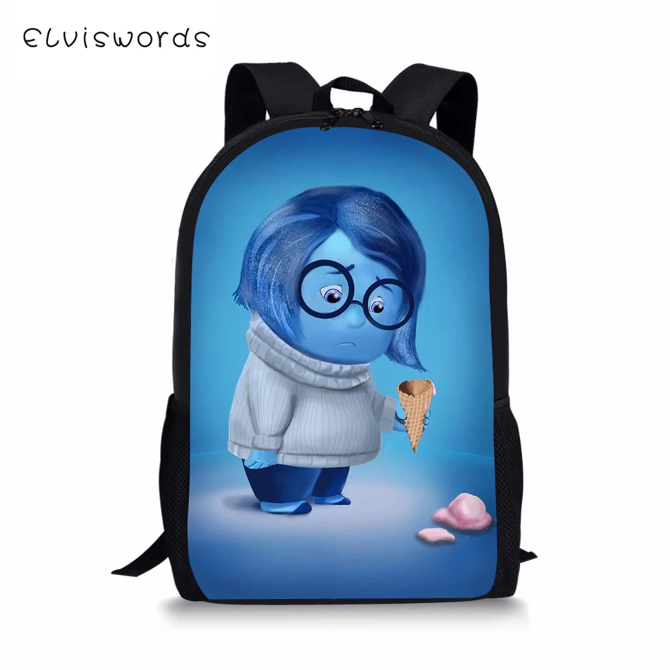 

ELVISWORDS Children's Backpack Cartoon Inside Out Prints Pattern Kids Backpack Fashion Design Toddler Primary School Book Bags