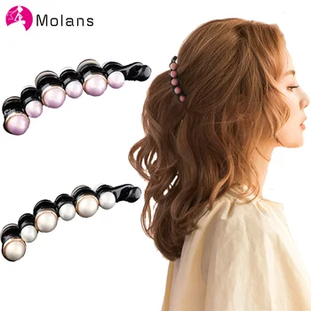 

Molans Solid Pearl Girl's Hair Barettes Hairpin Elegant Style Hairband Wedding Streetwear for Women Hair Accessories