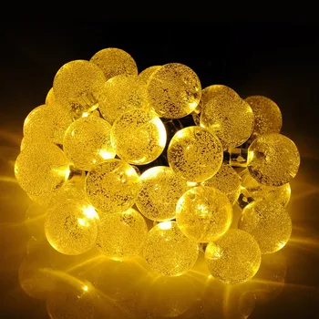 

Fashion Outdoor Ground Stake Solar String Lights Warm White Led Light with 20ft 30 LED White Crystal Balls Enfeites De Natal@GH
