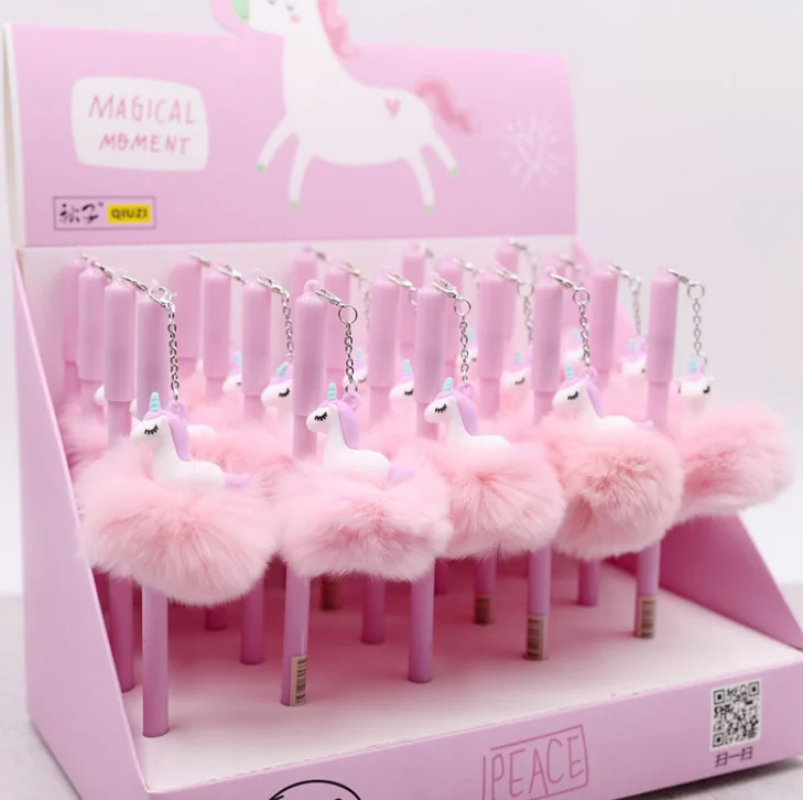

1 Pcs Cute 0.5 mm Unicorn Warm Ball Plush Pendant Gel Pen Ink Pen Gift School & Office writing Supply Kawai Stationery Gift