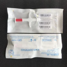 40 шт./лот 134,2 кГц ISO FDX-B, верхняя одежда для детей с рисунком собаки 1,4*8 мм ПЭТ микрочипы шприц-транспондер идентификации животных имплантируемые шприц для впрыскивания