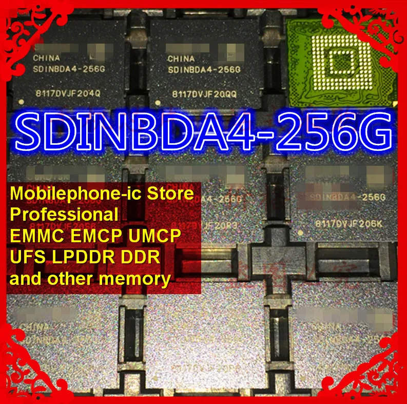 

SDINBDA4-256G BGA153Ball EMMC5.1 5.1 256GB Mobilephone Memory New original and Second-hand Soldered Balls Tested OK