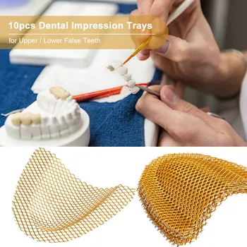 

10pcs Dental Impression Trays for Upper / Lower False Teeth Holder Metal Dental Oral Tool Dental Impression Trays