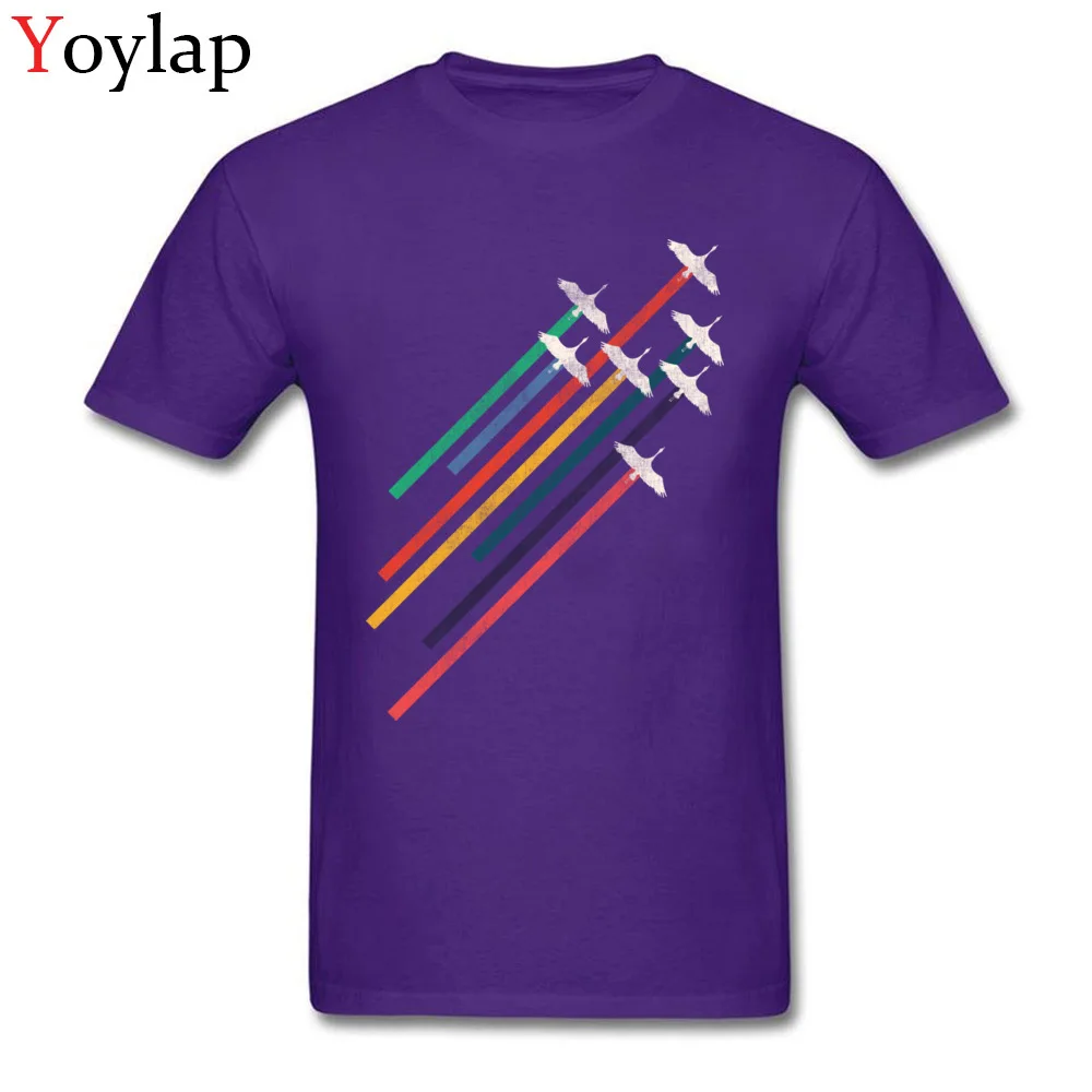 New Design Personalized Short Sleeve Tops Shirts Cranes Autumn Crewneck Cotton Fabric Boy T-shirts Personalized Tee Shirts purple