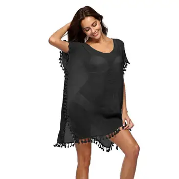 

Popular Loose Style Women Sexy Swimsuit Cover Up Popular Beach Dress Beach Cover Lady New Tassels Pareo Sarongs Bikini Tunic