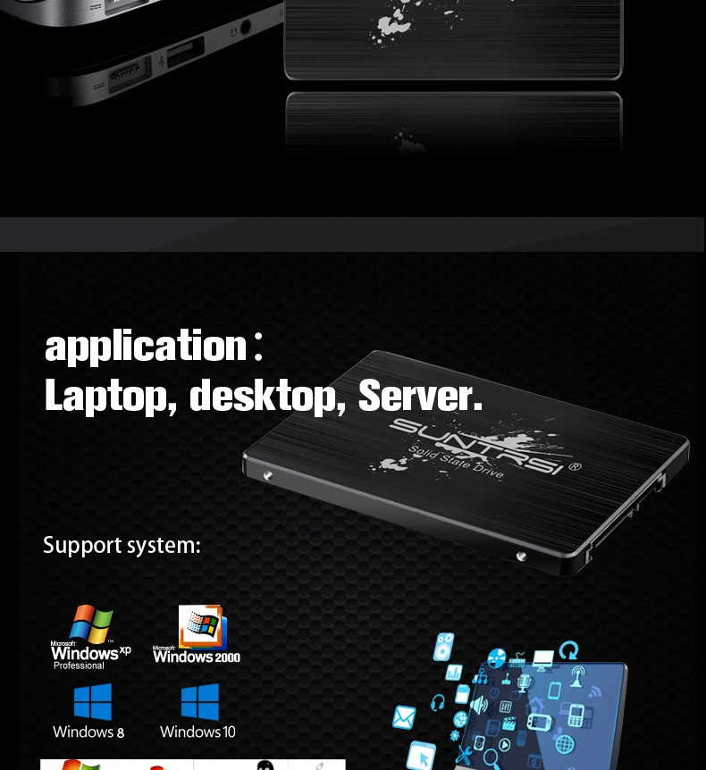 Suntrsi SSD жесткий диск 60 Гб 960 г 480 ГБ Внутренний твердотельный диск 2,5 дюймов SSD SATA3 высокоскоростной HDD для ноутбука Настольный