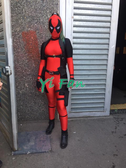 

Lady Deadpool Costume Cosplay Costume Lycra Spandex Zentai Bodysuit for Halloween Costumes for woman Hot Sale