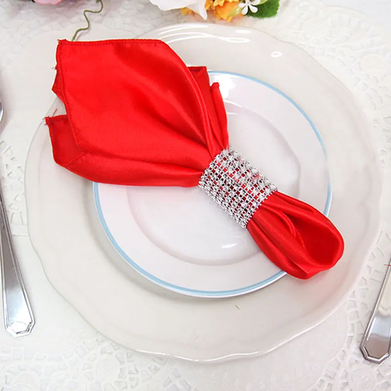 Fashion elegant 10PCS silver 8 rows of plastic net drilling napkin ring