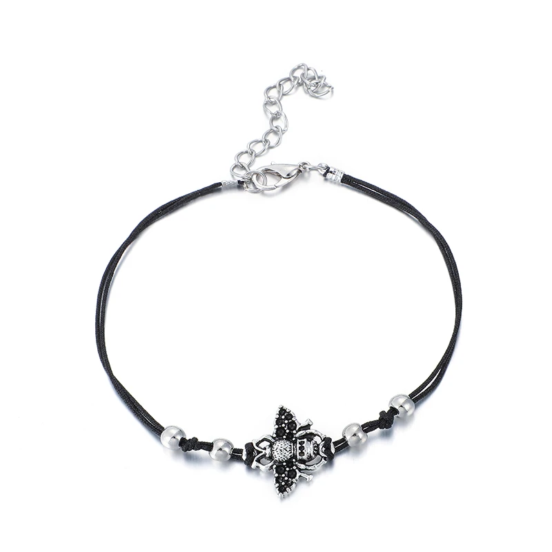 Tocona Boho красочные веревки животное пчела кулон многоярусный ножной браслет bFor женский Шарм бусины регулируемый браслет бижутерия для ног 7096